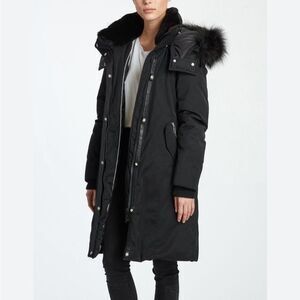 NOIZE Kristal Parka Faux Fur Trim Removable Hood Black Puffer Coat Size Small
